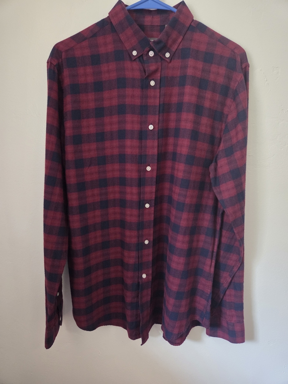 Slate & Stone Red and Black/Navy Blue Plaid Button-Down Shirt